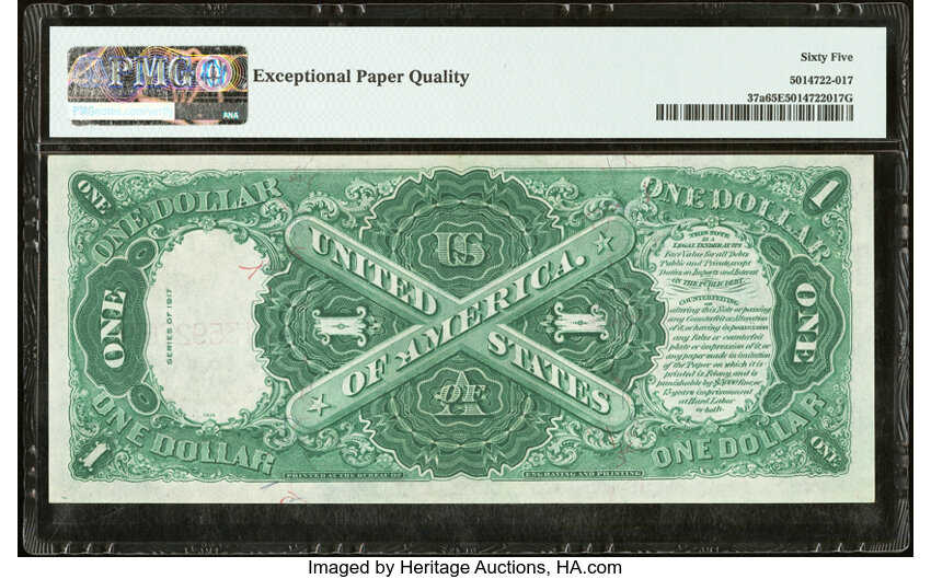 image for: Fr. 37a $1 1917 Legal Tender PMG Gem Uncirculated 65 EPQ....
