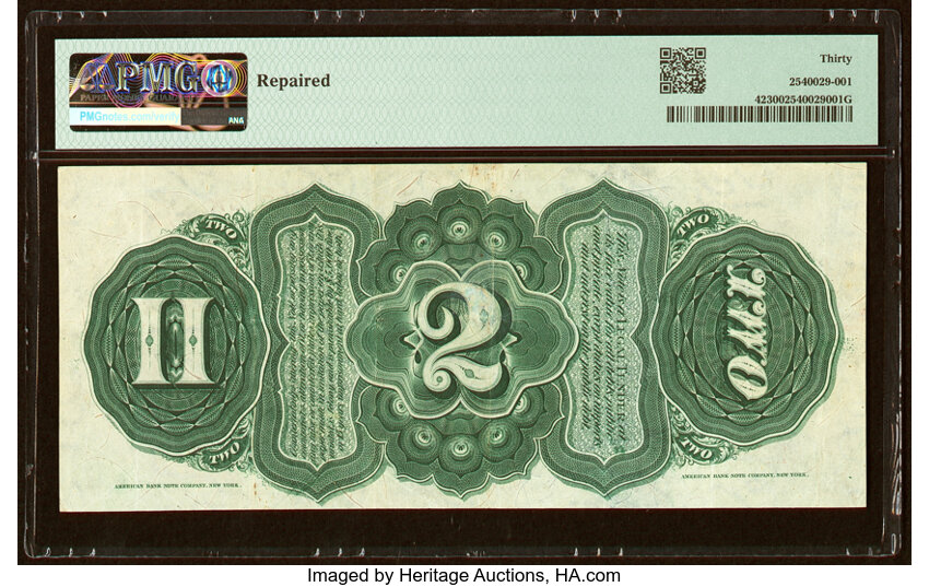 image for: Fr. 42 $2 1869 Legal Tender PMG Very Fine 30....