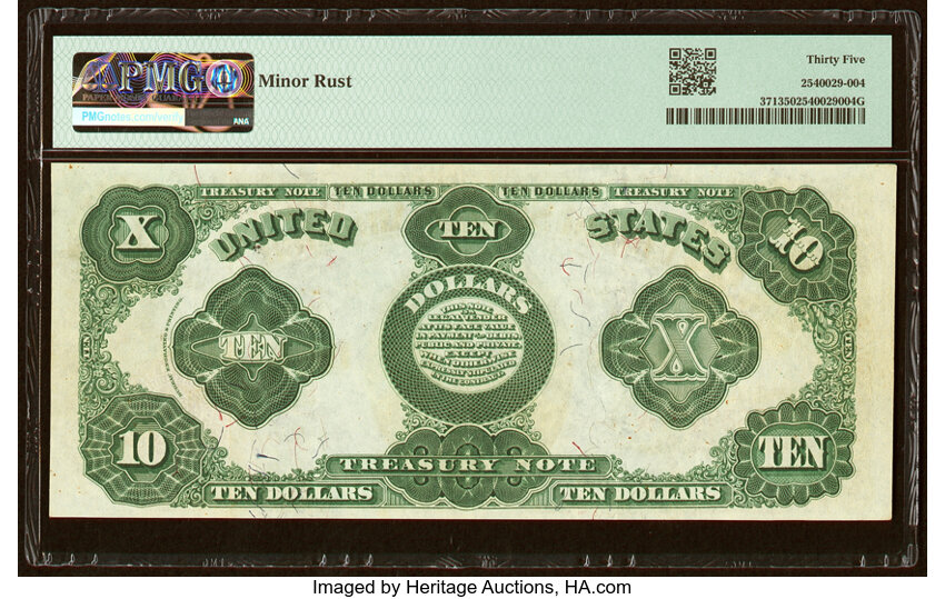 image for: Fr. 371 $10 1891 Treasury Note PMG Choice Very Fine 35....