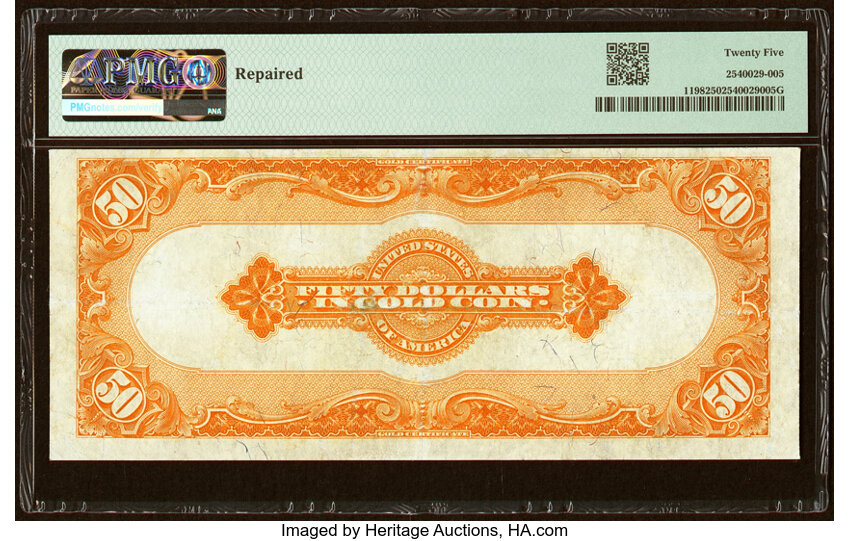image for: Fr. 1198 $50 1913 Gold Certificate PMG Very Fine 25....