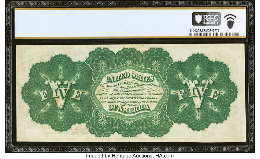 image for: Fr. 61a $5 1862 Legal Tender PCGS Banknote About Unc 55 PPQ....