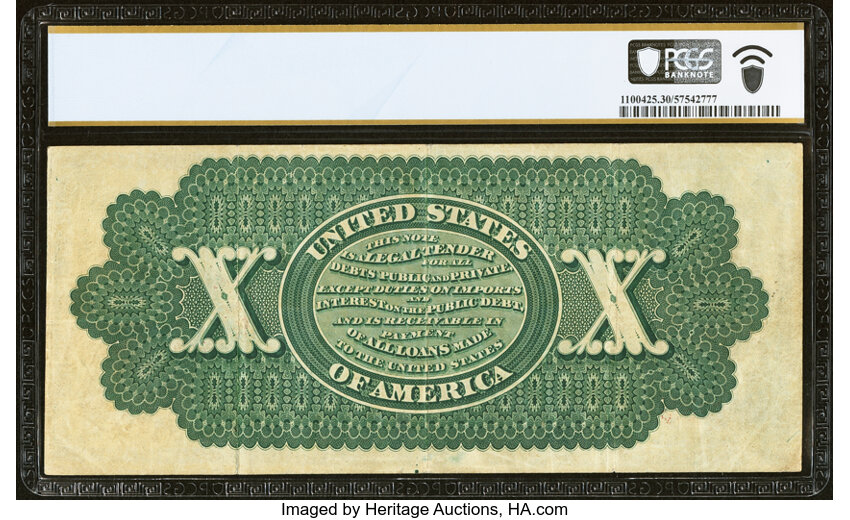 image for: Fr. 95b $10 1863 Legal Tender PCGS Banknote Very Fine 30....
