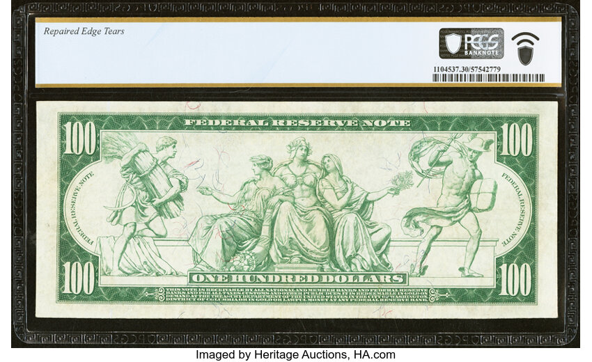 image for: Fr. 1108 $100 1914 Federal Reserve Note PCGS Banknote Very Fine 30 Details....