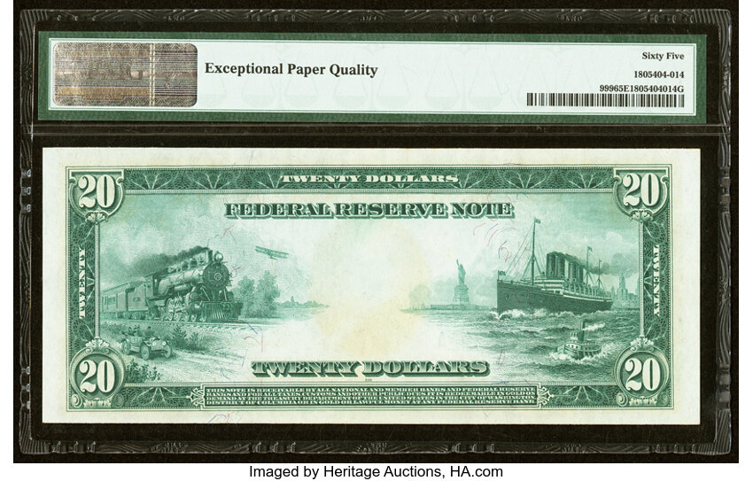image for: Fr. 999 $20 1914 Federal Reserve Note PMG Gem Uncirculated 65 EPQ....