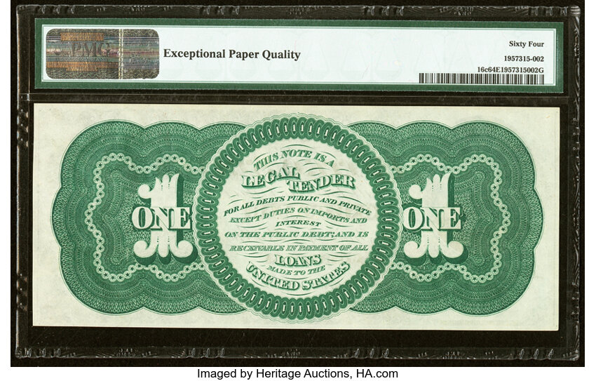 image for: Fr. 16c $1 1862 Legal Tender PMG Choice Uncirculated 64 EPQ....