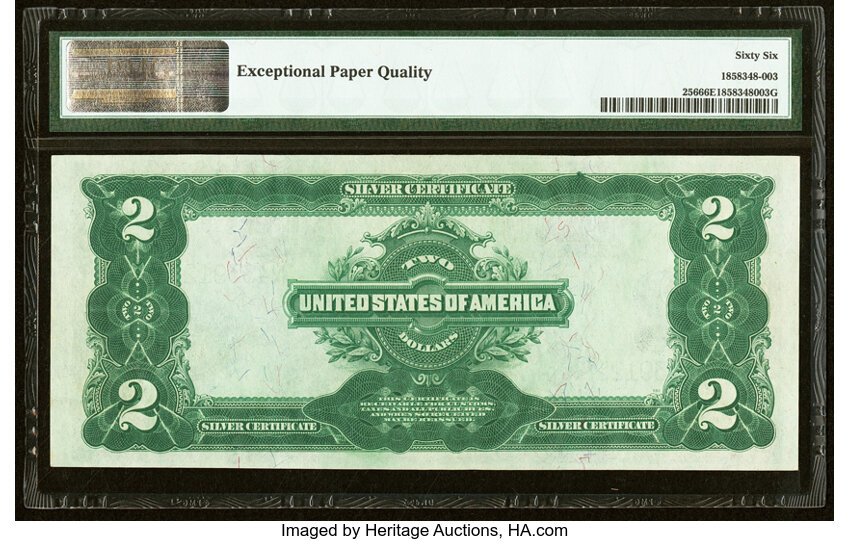 image for: Fr. 256 $2 1899 Silver Certificate PMG Gem Uncirculated 66 EPQ....