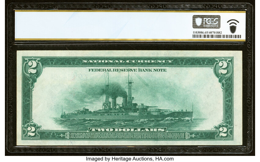 image for: Fr. 752 $2 1918 Federal Reserve Bank Note PCGS Banknote Gem Unc 65 PPQ....
