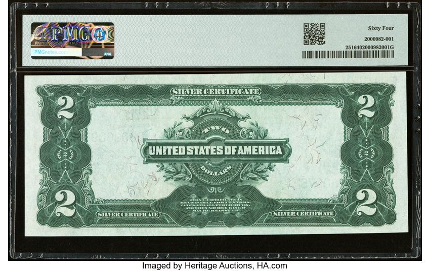 image for: Fr. 251 $2 1899 Silver Certificate PMG Choice Uncirculated 64....