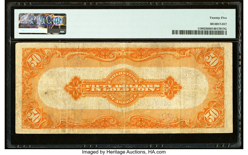 image for: Fr. 1198 $50 1913 Gold Certificate PMG Very Fine 25....