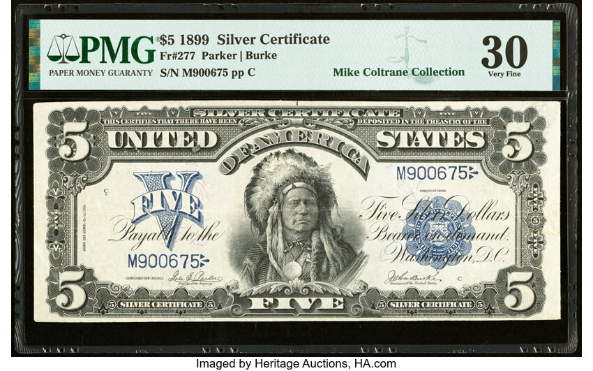 image for: Fr. 277 $5 1899 Silver Certificate PMG Very Fine 30....