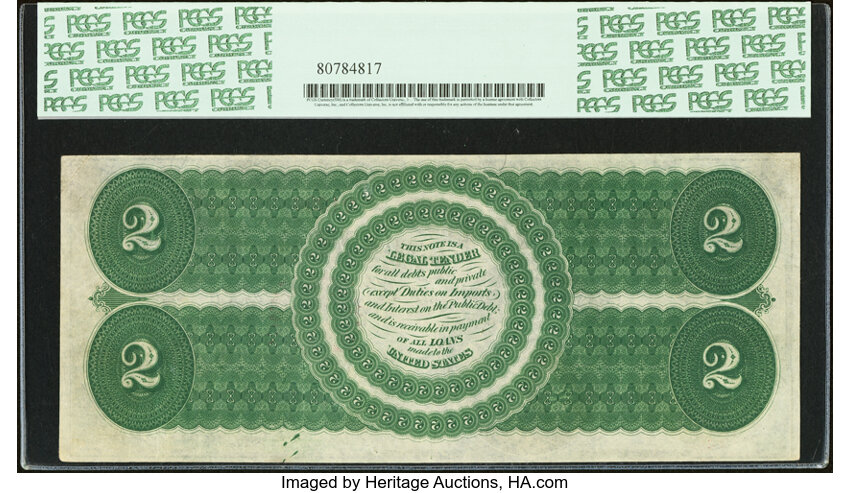 image for: Fr. 41a $2 1862 Legal Tender PCGS Choice About New 55....