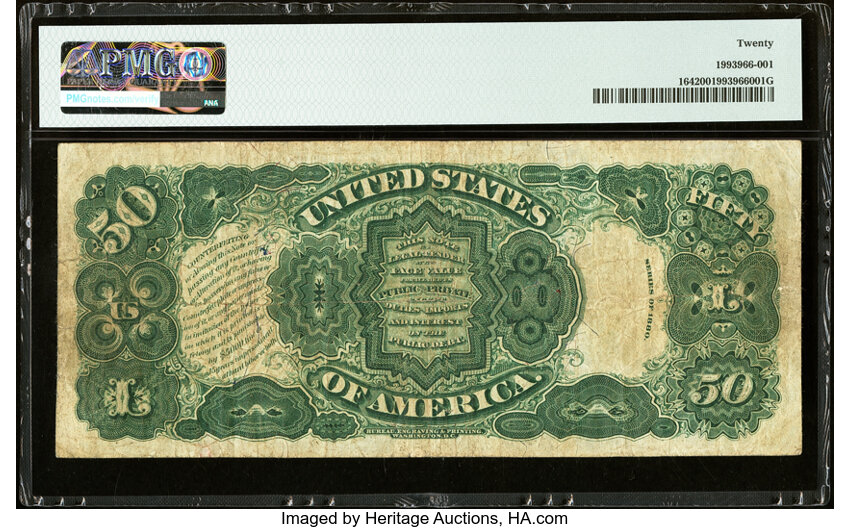 image for: Fr. 164 $50 1880 Legal Tender PMG Very Fine 20....