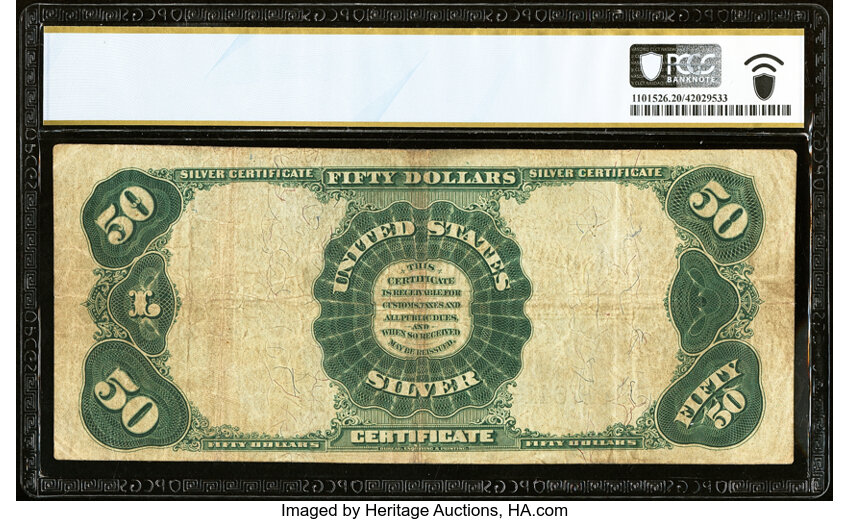 image for: Fr. 333 $50 1891 Silver Certificate PCGS Banknote Very Fine 20....