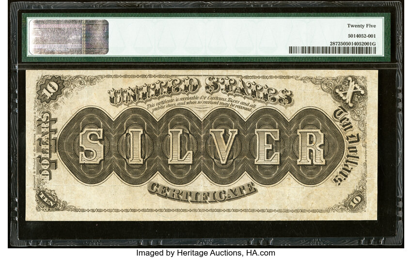image for: Fr. 287 $10 1880 Silver Certificate PMG Very Fine 25....