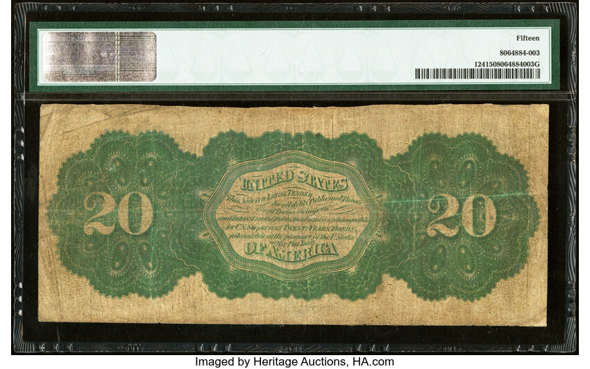 image for: Fr. 124 $20 1862 Legal Tender PMG Choice Fine 15....
