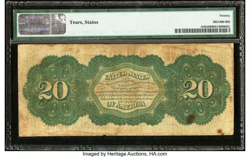 image for: Fr. 124b $20 1862 Legal Tender PMG Very Fine 20....