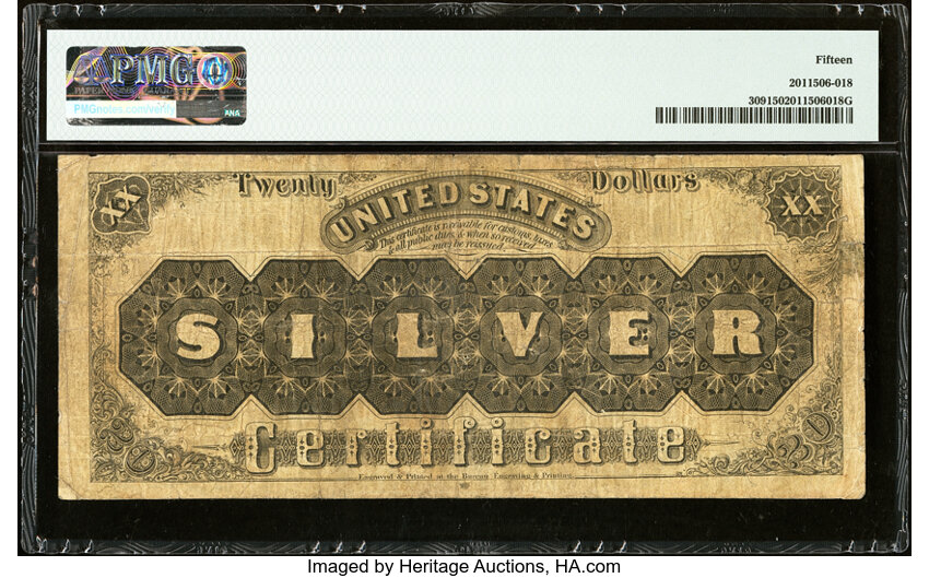 image for: Fr. 309 $20 1880 Silver Certificate PMG Choice Fine 15....