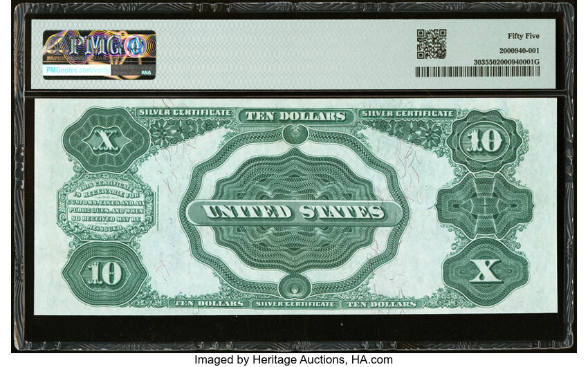 image for: Fr. 303 $10 1908 Silver Certificate PMG About Uncirculated 55....