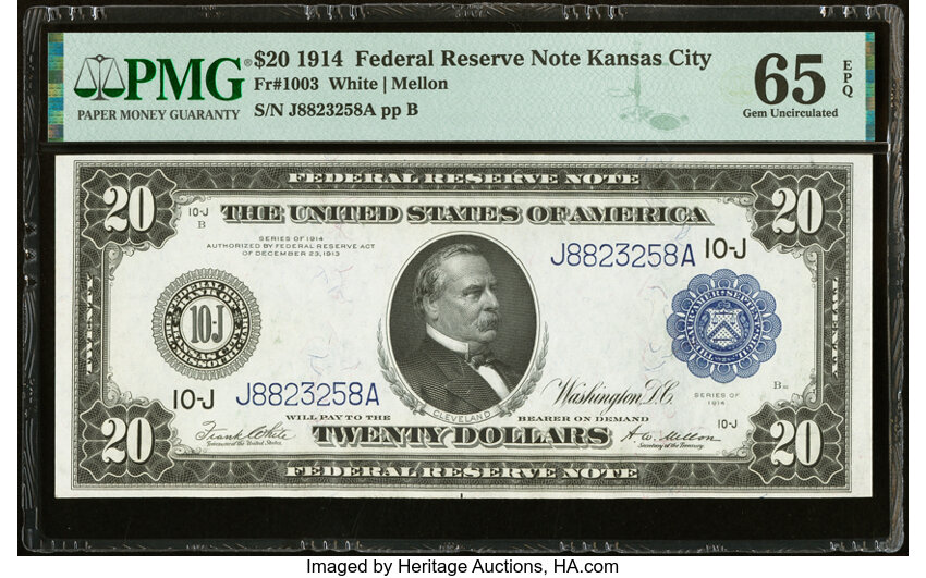 image for: Fr. 1003 $20 1914 Federal Reserve Note PMG Gem Uncirculated 65 EPQ....