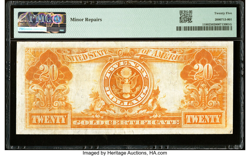 image for: Fr. 1180 $20 1905 Gold Certificate PMG Very Fine 25....