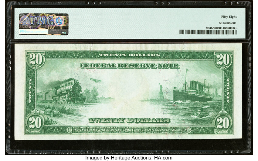 image for: Fr. 953b $20 1914 Red Seal Federal Reserve Note PMG Choice About Unc 58....