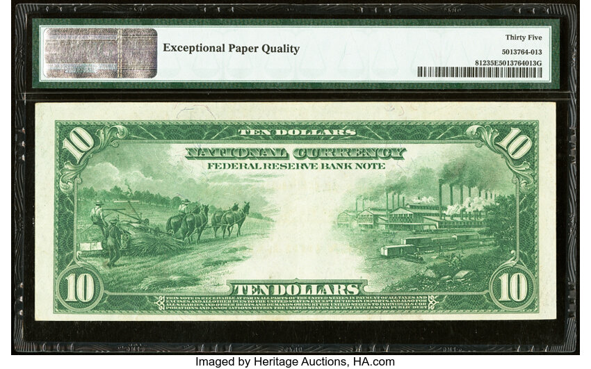 image for: Fr. 812 $10 1918 Federal Reserve Bank Note PMG Choice Very Fine 35 EPQ....