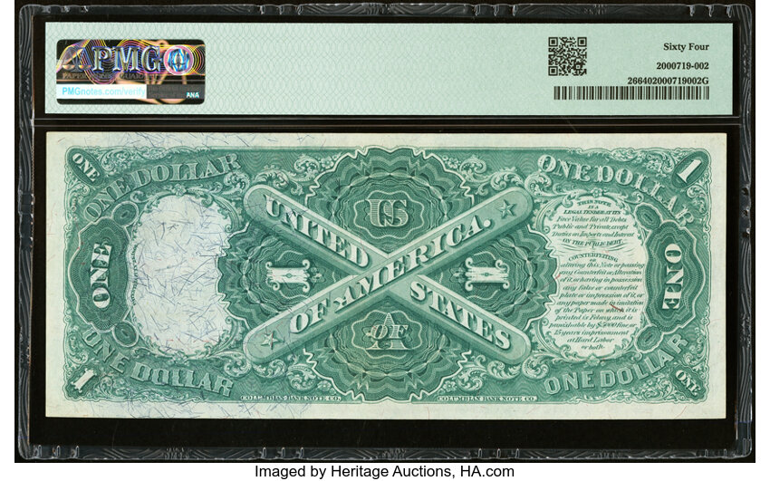 image for: Fr. 26 $1 1875 Legal Tender PMG Choice Uncirculated 64....