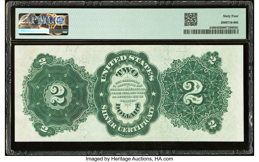 image for: Fr. 246 $2 1891 Silver Certificate PMG Choice Uncirculated 64....