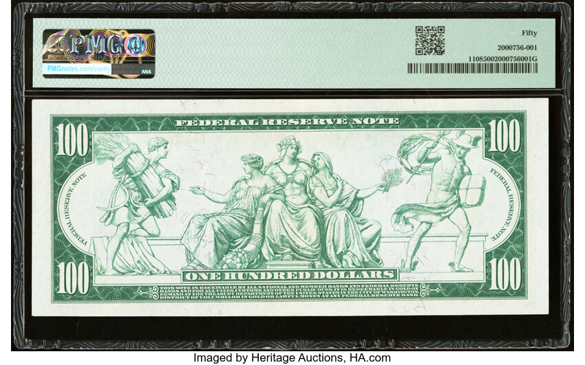 image for: Fr. 1108 $100 1914 Federal Reserve Note PMG About Uncirculated 50....