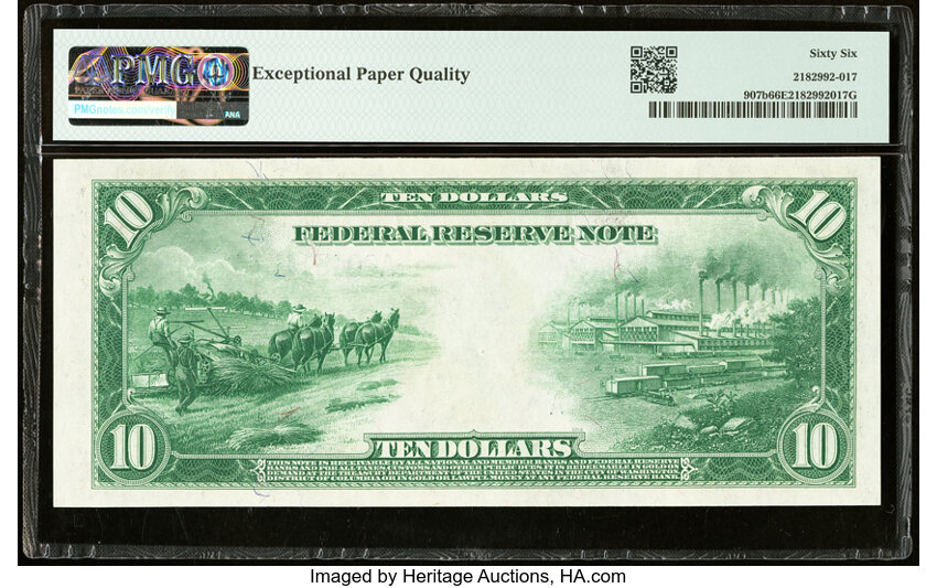 image for: Fr. 907b $10 1914 Federal Reserve Note PMG Gem Uncirculated 66 EPQ....