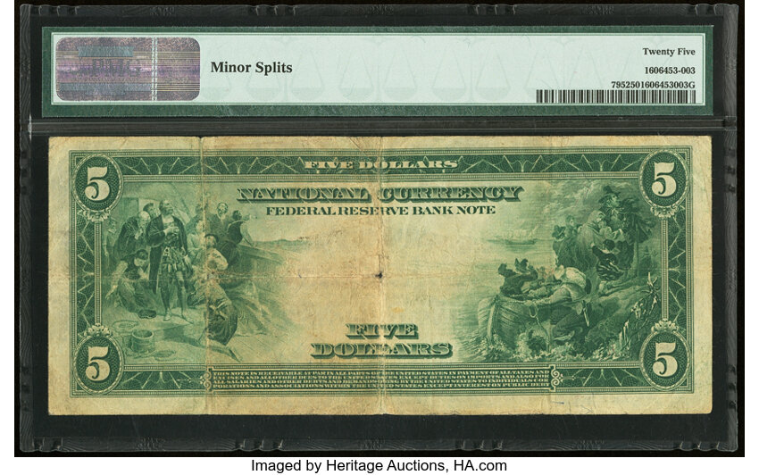 image for: Fr. 795 $5 1918 Federal Reserve Bank Note PMG Very Fine 25....