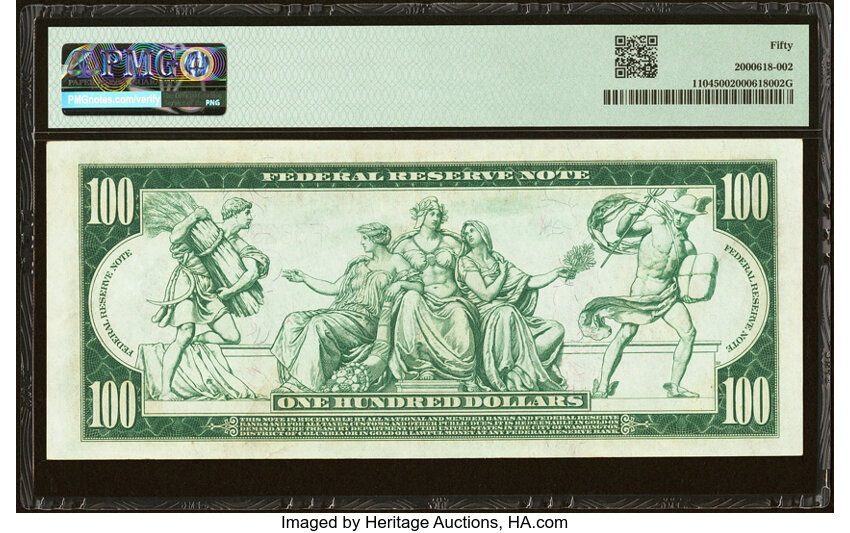 image for: Fr. 1104 $100 1914 Federal Reserve Note PMG About Uncirculated 50....