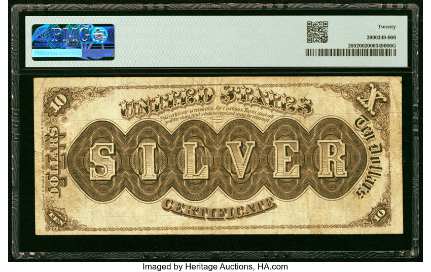 image for: Fr. 289 $10 1880 Silver Certificate PMG Very Fine 20....