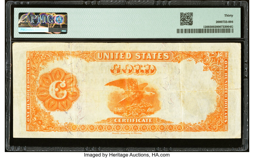 image for: Fr. 1209 $100 1882 Gold Certificate PMG Very Fine 30....