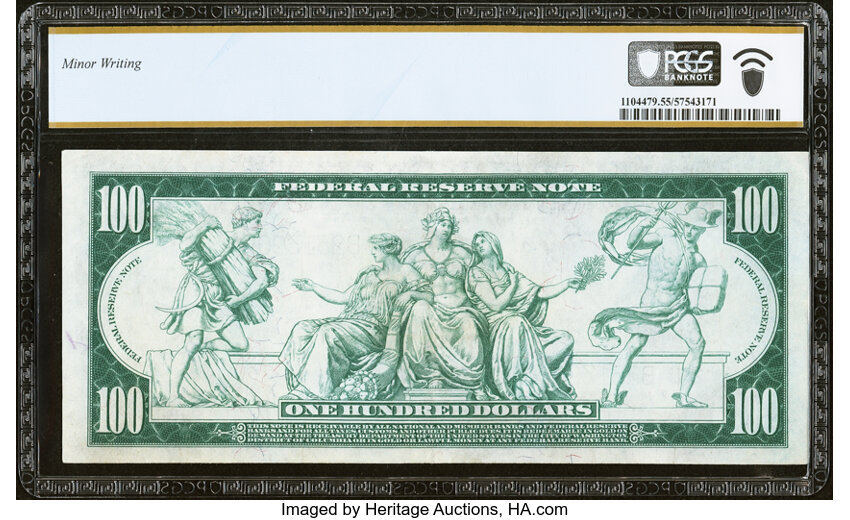 image for: Fr. 1090 $100 1914 Federal Reserve Note PCGS Banknote About Unc 55....