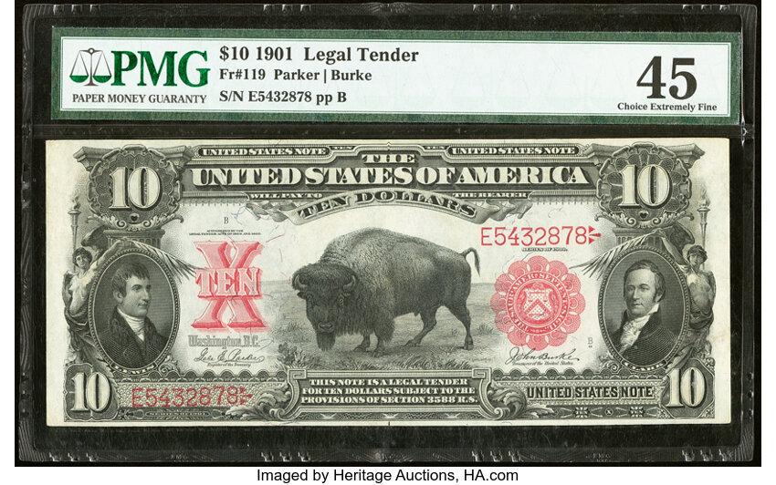 image for: Fr. 119 $10 1901 Legal Tender PMG Choice Extremely Fine 45....