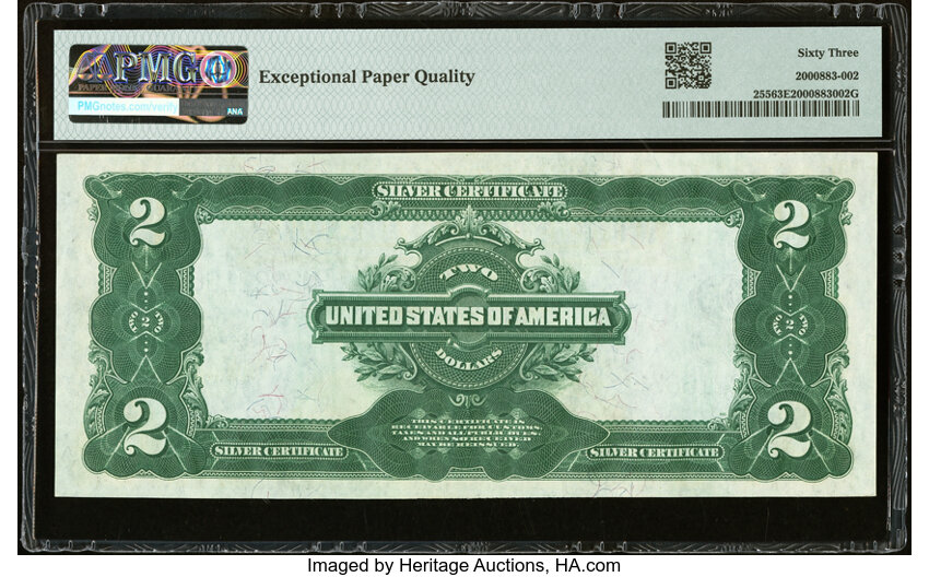 image for: Fr. 255 $2 1899 Silver Certificate PMG Choice Uncirculated 63 EPQ....