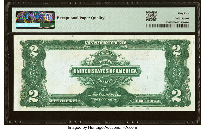 image for: Fr. 256 $2 1899 Silver Certificate PMG Gem Uncirculated 65 EPQ....