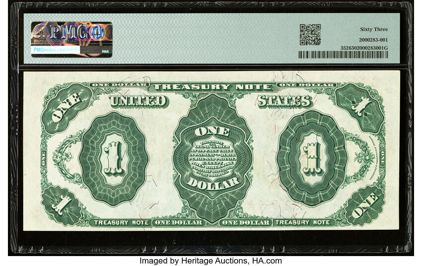 image for: Fr. 352 $1 1891 Treasury Note PMG Choice Uncirculated 63....