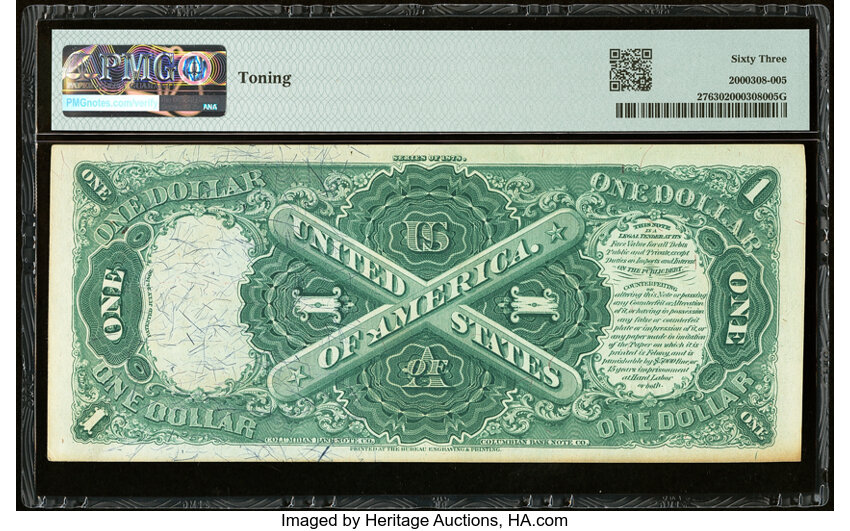 image for: Fr. 27 $1 1878 Legal Tender PMG Choice Uncirculated 63....