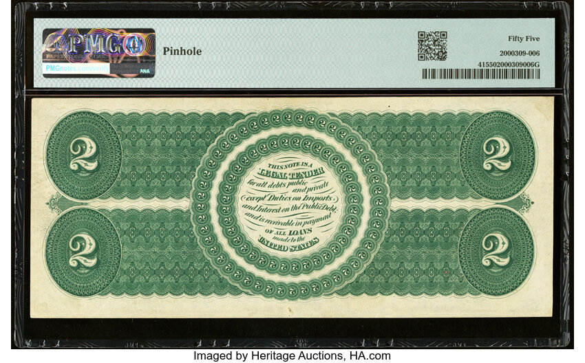 image for: Fr. 41 $2 1862 Legal Tender PMG About Uncirculated 55....