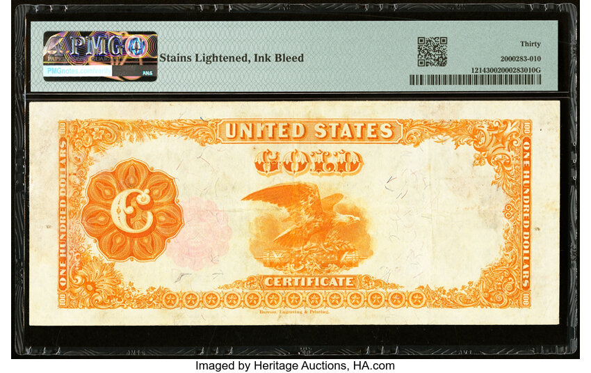 image for: Fr. 1214 $100 1882 Gold Certificate PMG Very Fine 30....