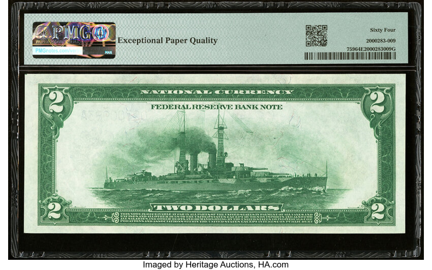image for: Fr. 759 $2 1918 Federal Reserve Bank Note PMG Choice Uncirculated 64 EPQ....