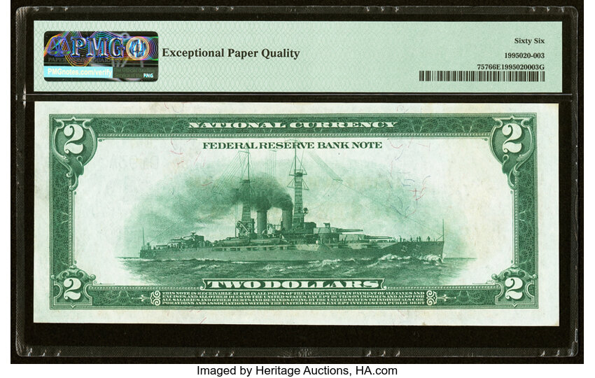 image for: Low Serial D193A Fr. 757 $2 1918 Federal Reserve Bank Note PMG Gem Uncirculated 66 EPQ....