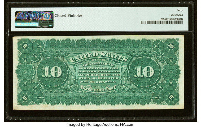 image for: Fr. 295 $10 1886 Silver Certificate PMG Extremely Fine 40....