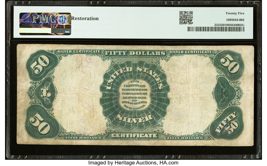 image for: Fr. 333 $50 1891 Silver Certificate PMG Very Fine 25....