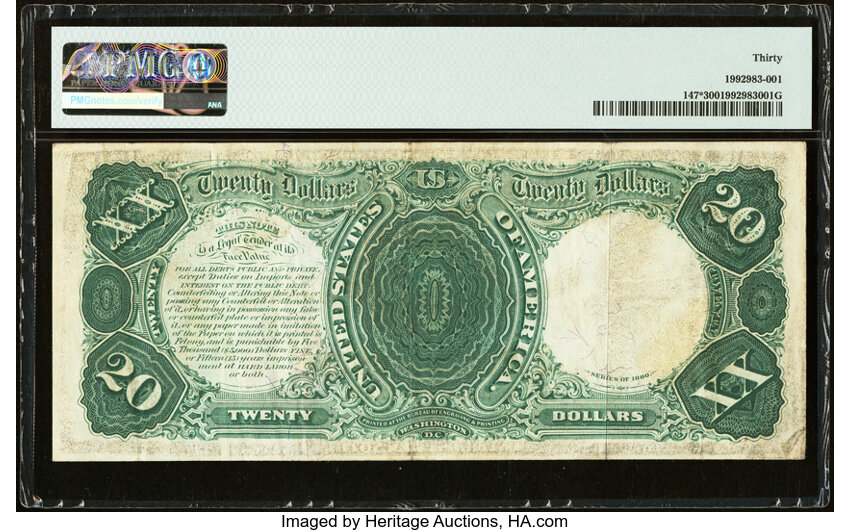 image for: Fr. 147* $20 1880 Legal Tender Star Note PMG Very Fine 30....