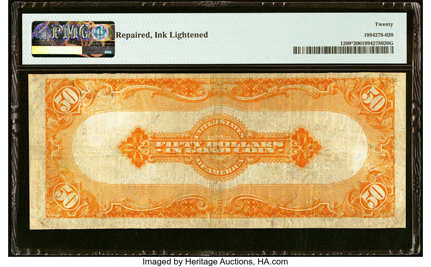 image for: Fr. 1200* $50 1922 Gold Certificate Star Note PMG Very Fine 20....