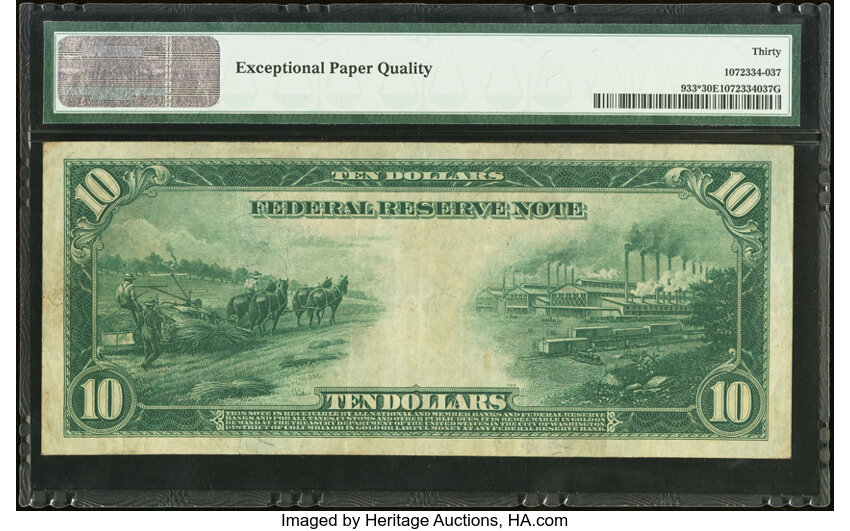 image for: Fr. 933* $10 1914 Federal Reserve Star Note PMG Very Fine 30 EPQ....