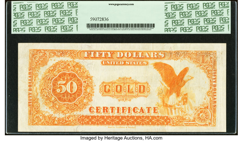 image for: Fr. 1193 $50 1882 Gold Certificate PCGS Very Fine 35PPQ....
